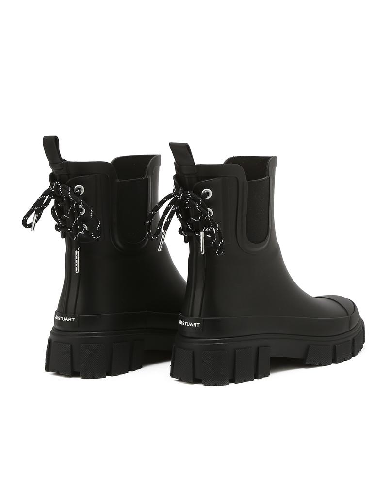 Jillstuart Acc [Free Shoelaces/Parts Included] Black Ribbon-Detailed Chelsea Mid-Length Rain Boots