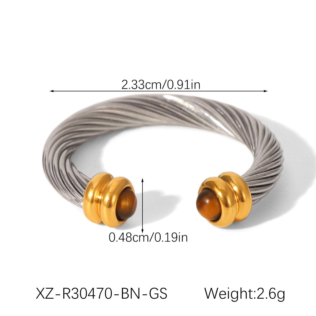 Европейское и американское кольцо из нержавеющей стали с натуральным камнем - Женское минималистичное роскошное титановое спиральное кольцо