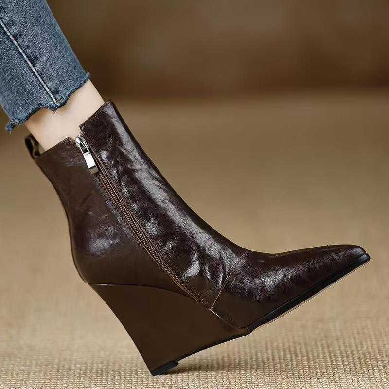 Wedges Ankle Women Sexy High top Heels Luxury Pointed Toe Winter New Pumps Trend Dress Elegant Mujer Botas