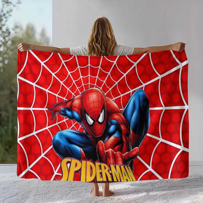 Marvel Avengers Spider Man Cartoon Flannel Blanket,Ultra Soft Warm Plush Throw for Home Bedroom Bed Sofa Cover Office Picnic