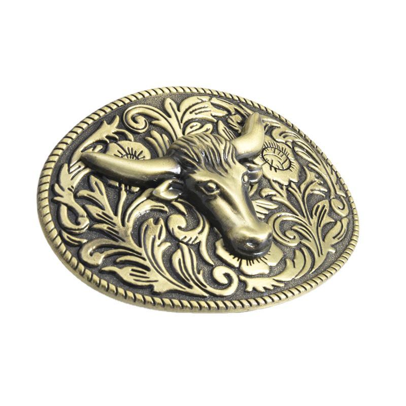 3D Western Cowboy Style Oval Belt Buckle with Smooth Pattern