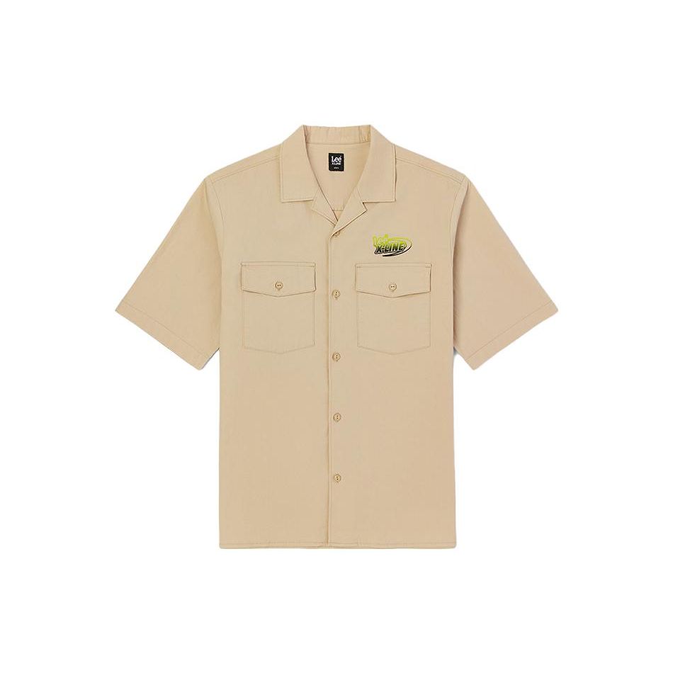 Lee Lee X Line Collaboration Series Brand Logo Letter Cuban Collar Loose Short Sleeve Shirt Men shirts LMT00002710031297W000