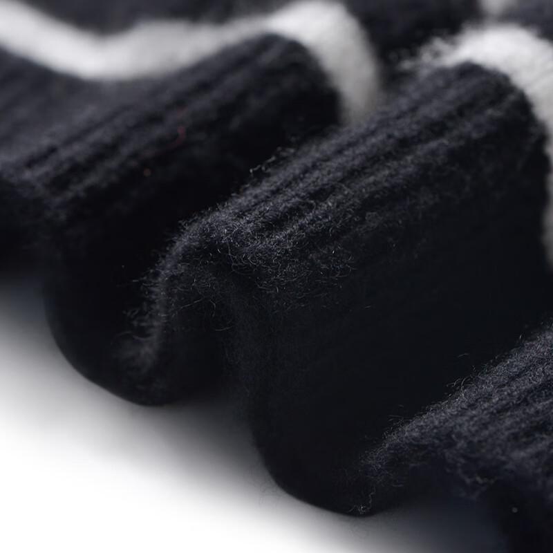 Fanzhen Women's 100% Wool Striped Turn-down Collar Knit Sweater