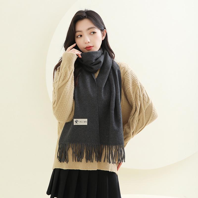Women'S Thick Warm Solid Color Scarf Autumn And Winter New Style Cashmere Scarf Versatile Wool Scarf