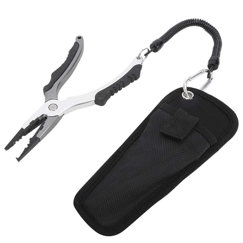 Rubber Handle Aluminium Alloy Casting Anti skid Easy Opening Ring Fishing Pliers Hook Remover Tool with Storage Bag