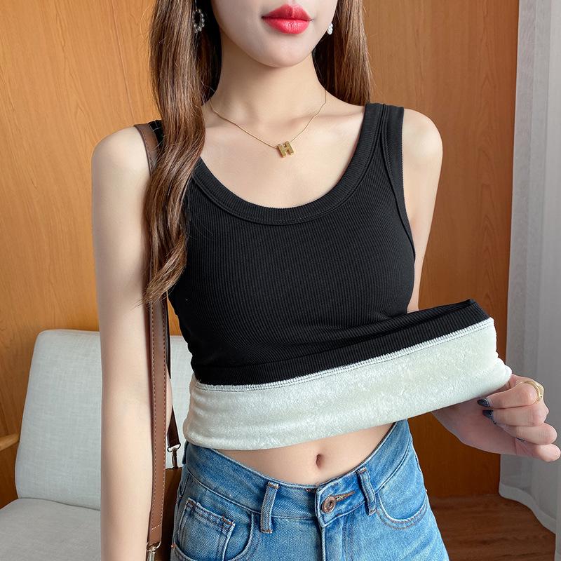 

Women s Double-Layered Thermal Vest: Velvet Lined, Winter Warmth, Slim Fit Base Shirt. One Size