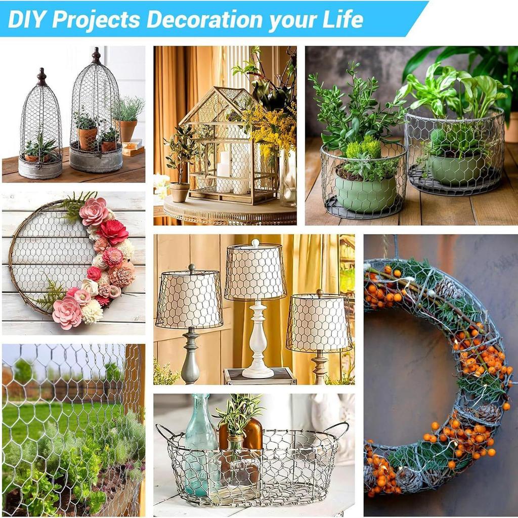 Rabbit Fence Metal Hexagonal Netting Poultry Fencing Chicken Wire Roll For Pet Animal Tree Duck Coop Garden Compost Bin Balcony