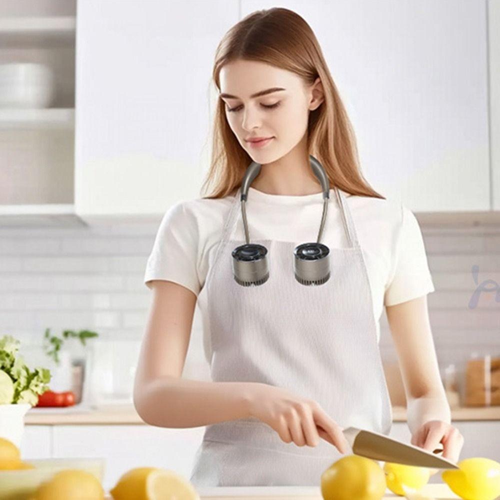 360° Bendable Hanging Neck Fan 4 Speeds Adjustable Wearable Neckband Fan Neck Belt Cooler Gym