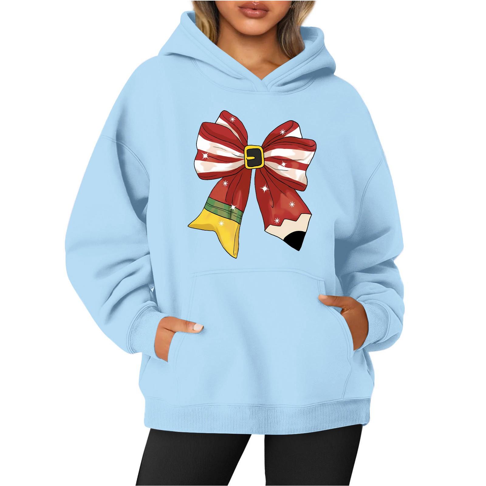 

Женская толстовка с круглым вырезом и длинными рукавами с рождественским принтом XXL