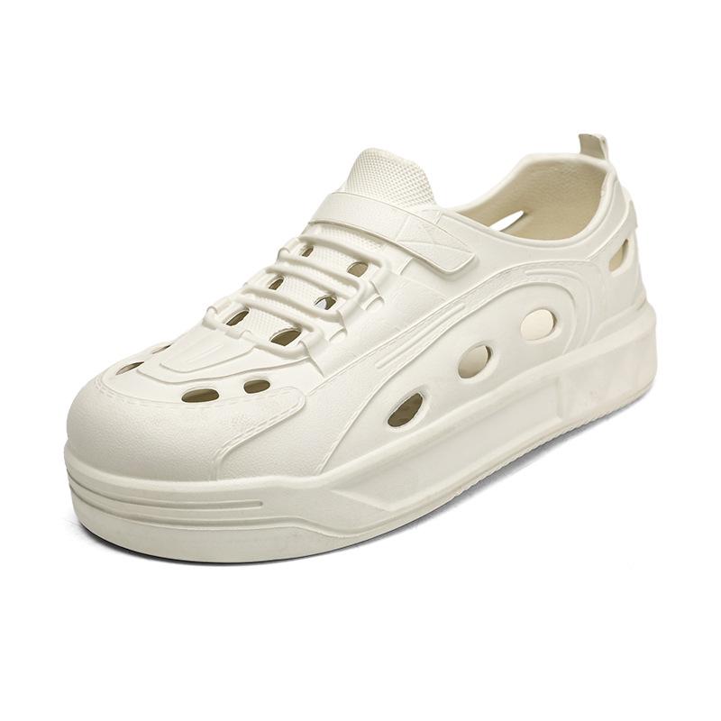 

Обувь Hole Shoes Мужская одежда Нескользящие сандалии для ходьбы по дерьму Модные уличные спортивные тапочки для отдыха на пляже 45 покинуть белый