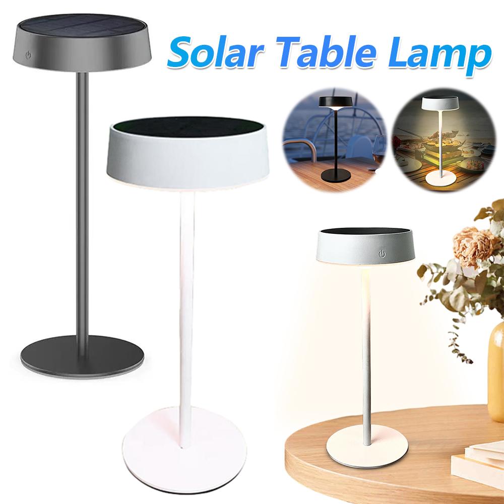Solar Table Lamp Dimmable LED Desk Lamp Rechargeable Cordless Table Lamp 3 Color Modes Night Light for Garden Terrace Camping