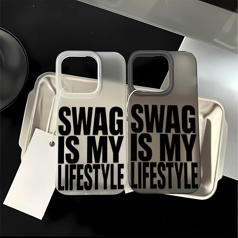 SWAG Black Font Phone Case For IPhone 17 16 15 14 Plus 13 12 11 Pro MAX 17 Air Screen Protector Casing Shockproof Phone Cover