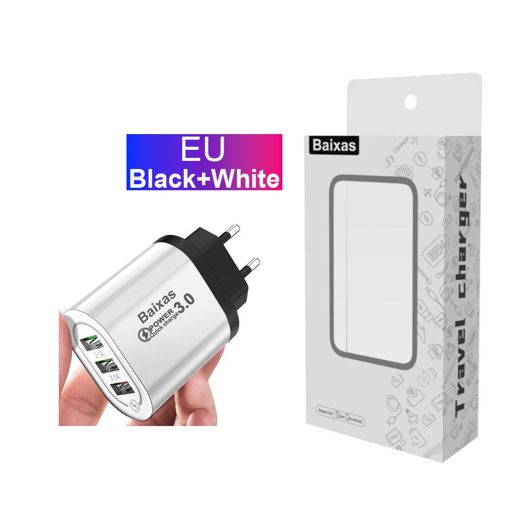 Multi-Port Fast USB Charger: 5V/9V/12V, 3-Port, 2.4A, EU/US Plug