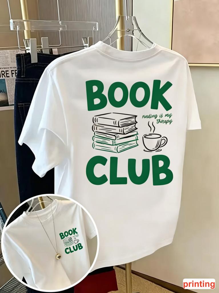Reading Lover Book Club T-shirt Men Women Loose Casual Short Sleeve Summer Daily Commuting Streetwear Style Fashion Wear