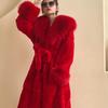 Autumn and winter big fur collar fashion fur coat women's medium and long thickened temperament loose casual coat