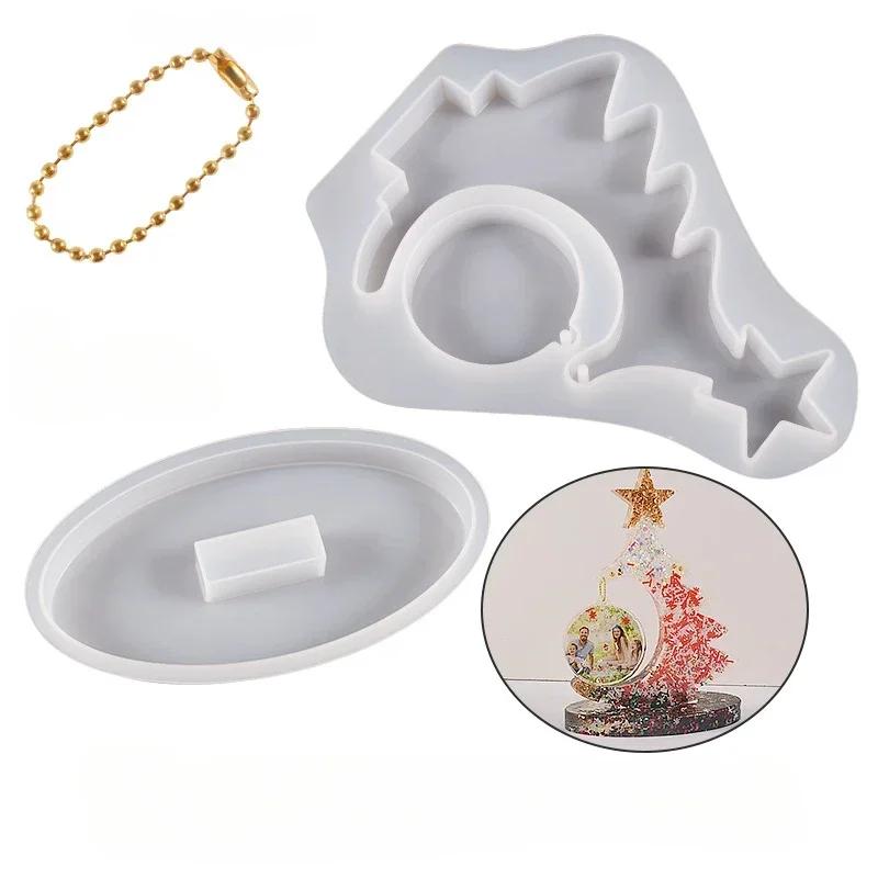 Christmas Tree Shape Resin Molds Picture Frame Display Resin Art Table Home Decor Gift Christmas Resin Molds for Photo Frame