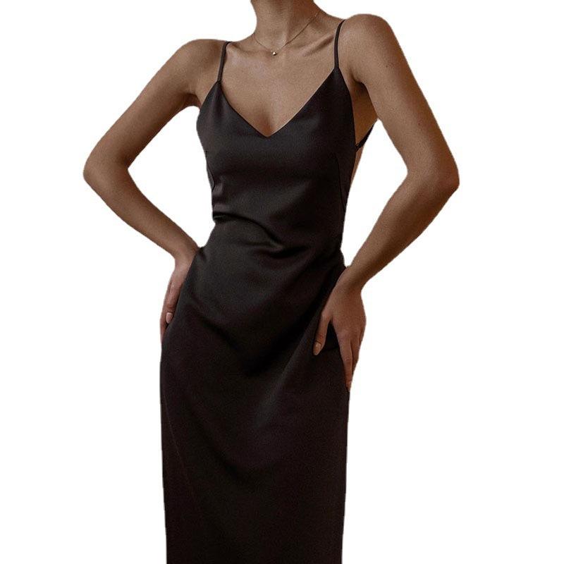 Women's Slim-fit Backless Silky Sexy Halter Party Spice Trend Dress