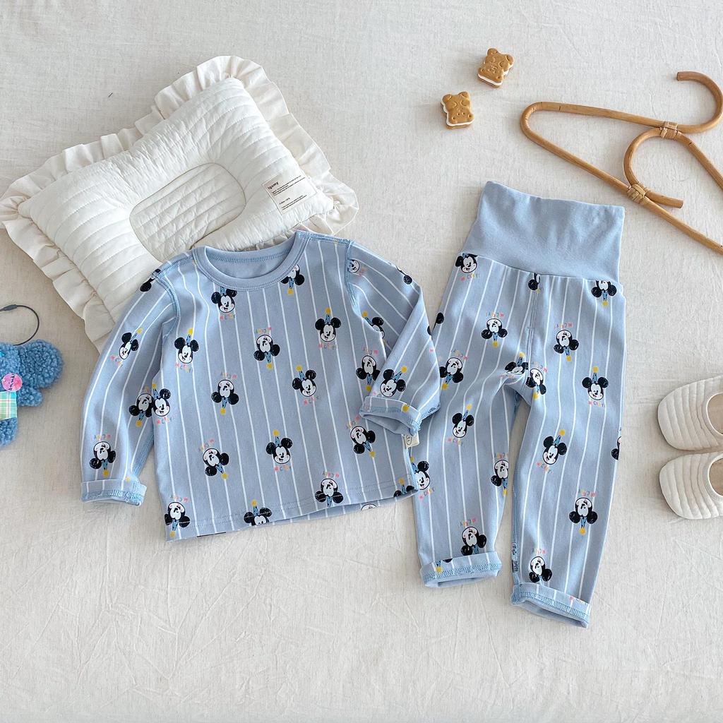 2025 Autumn Kids' Cartoon Homewear Set: Girls' Polka Dot Outfit & Boys' Belly-Protecting Pants