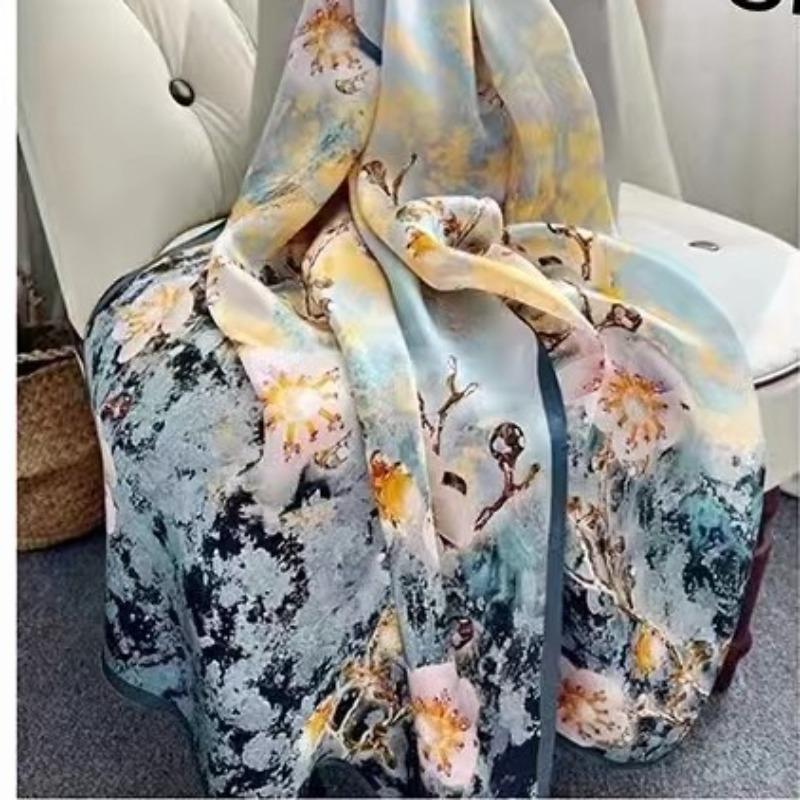 New Sunscreen Scarf for Women New Silk Satin Versatile Summer Sunscreen Silk Scarf Mother's Day Gift