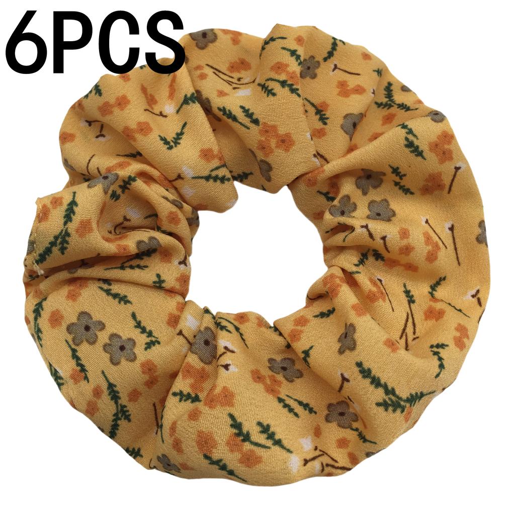 6pcs/lot Hair Scrunchies Bands Scrunchy Ties Ropes Ponytail Holder for Women Accessories Fabric Headwear Ditsy Floral Sweet Cute