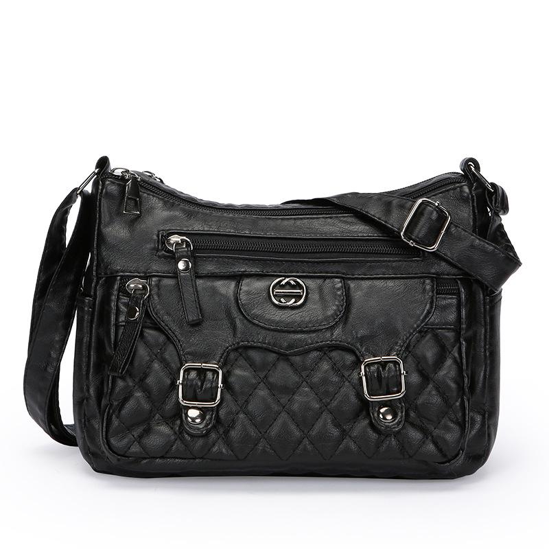 

Многослойная мягкая кожаная сумка через плечо женская сумка через плечо сумка для мамы среднего возраста чёрный