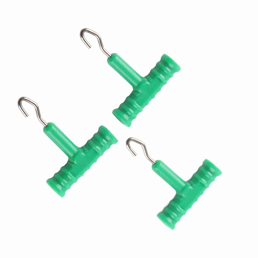 3pcs T Shape Handle Stainless Steel Hook Fishing Baiting Rig Tool(black)