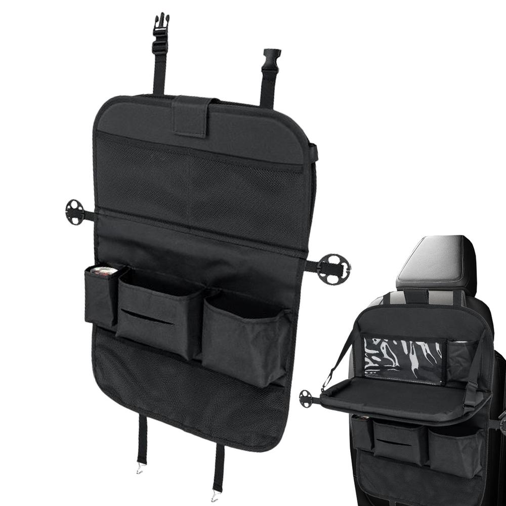 

Органайзер для хранения на заднем сиденье, водонепроницаемая ткань Оксфорд, складная сумка для хранения на спинке сиденья, высокопрочная доска, простая установка чёрный