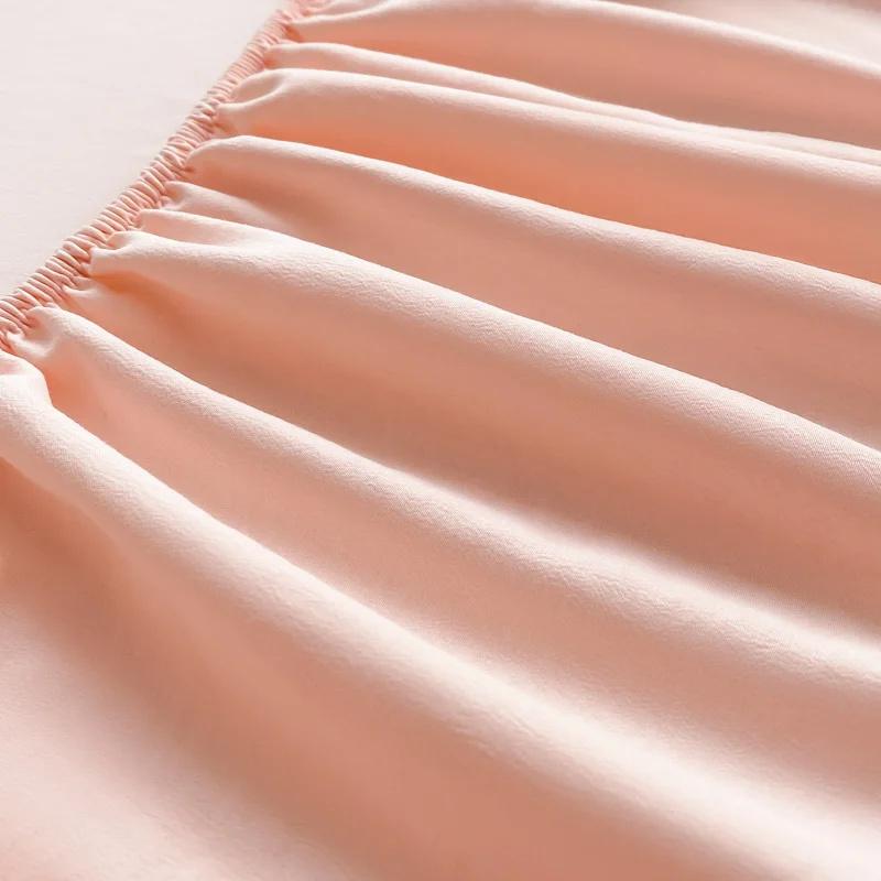 1 PCS Bedding Cotton Fitted Sheet With Elastic Bands High Quality Color Mattress Covers For Single Double King Queen Bed Linen Bedcloth Bedcover