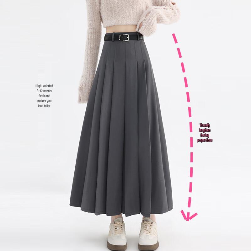 Women's A-Line Pleated High-Waist Midi Skirt
