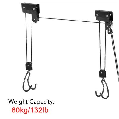 Bicycle Hoist Garage Storage Bike Lift Pulley System with 60kg Bearing Overhead Bike Rack Heavy