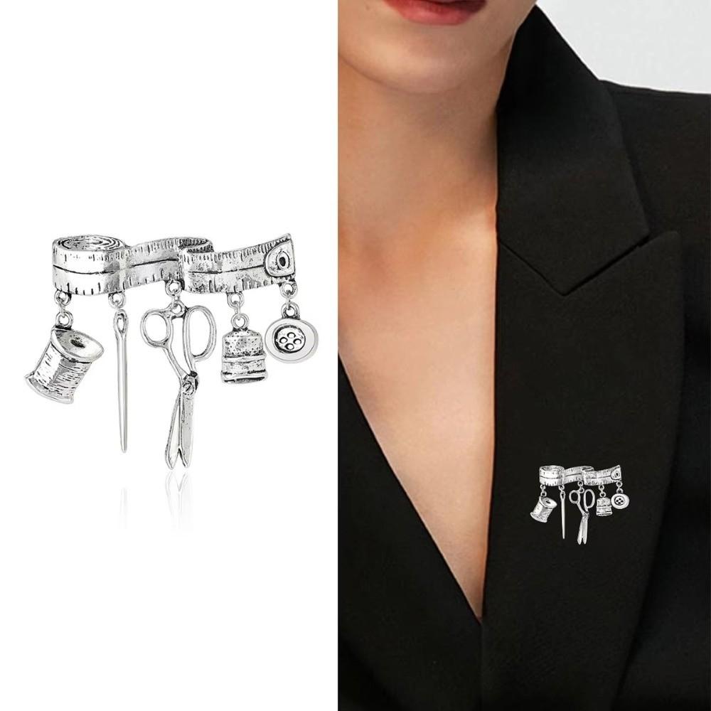 DIY Tailor Tools Brooch Vintage Metal Corsage Ornament Unique Sewing Supplies Brooch  Daily Wear
