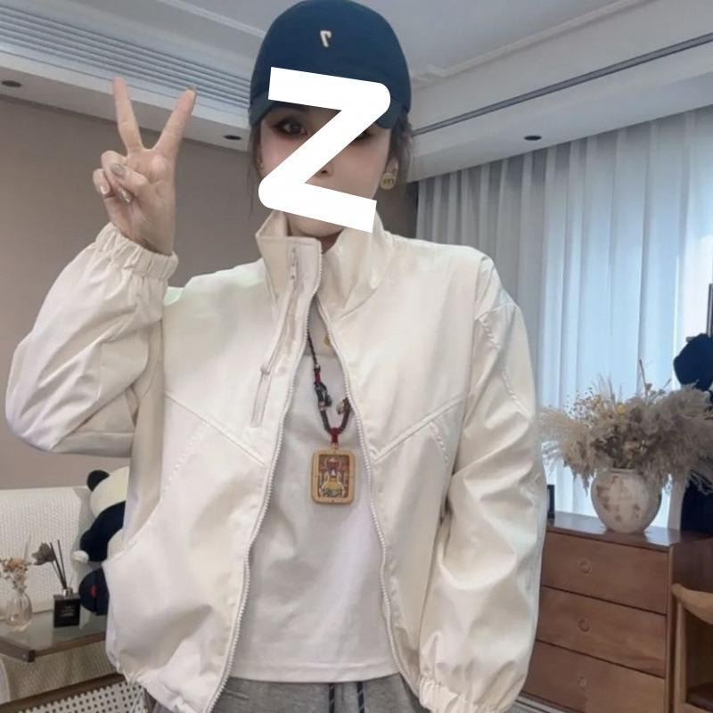 Spring New Jacket Jacket Women s Fashion Zipper Loose Casual Stand-up Collar Short Versatile Jacket Top S
