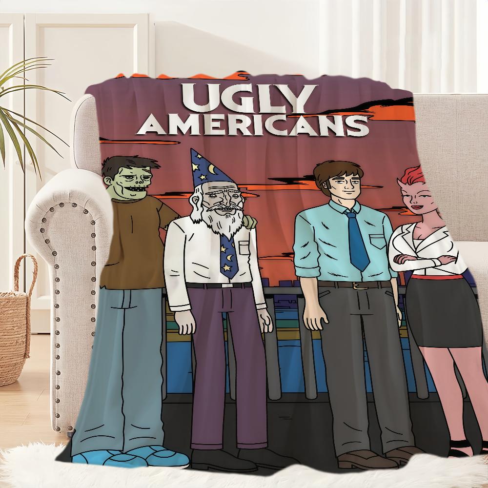 Cartoon TV U Ugly A Ameri cansS Blanket For Soft Throw Blanket for Picnic Bed Sofa Home Bedroom Cozy Warm Comfortable