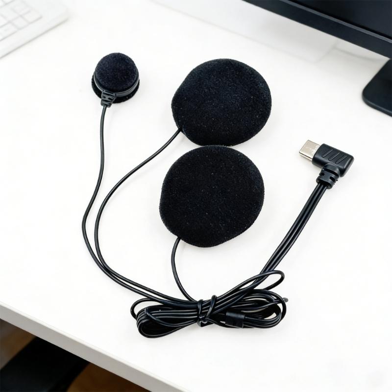 USB Type C Helmet Headset Microphone Compatibles Full Face Helmets Includes Noise Cancelling and Adjustable Boom