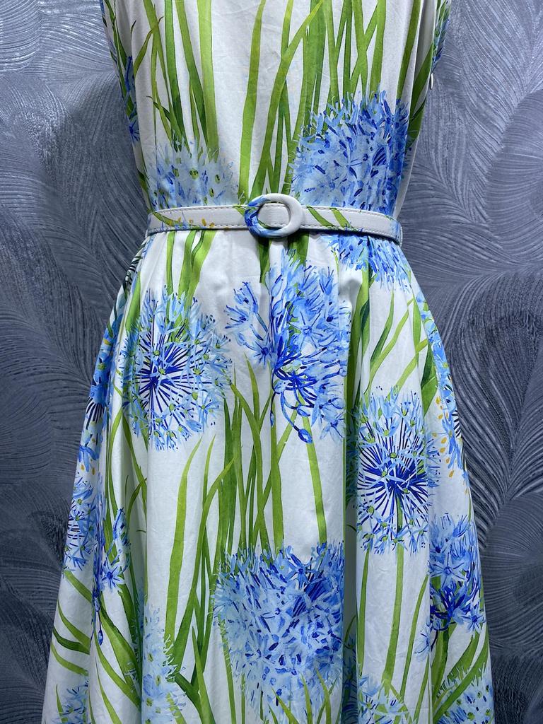 Damen Ärmelloses Baumwoll-Printkleid - Rundhalsausschnitt - Frühjahr 2026