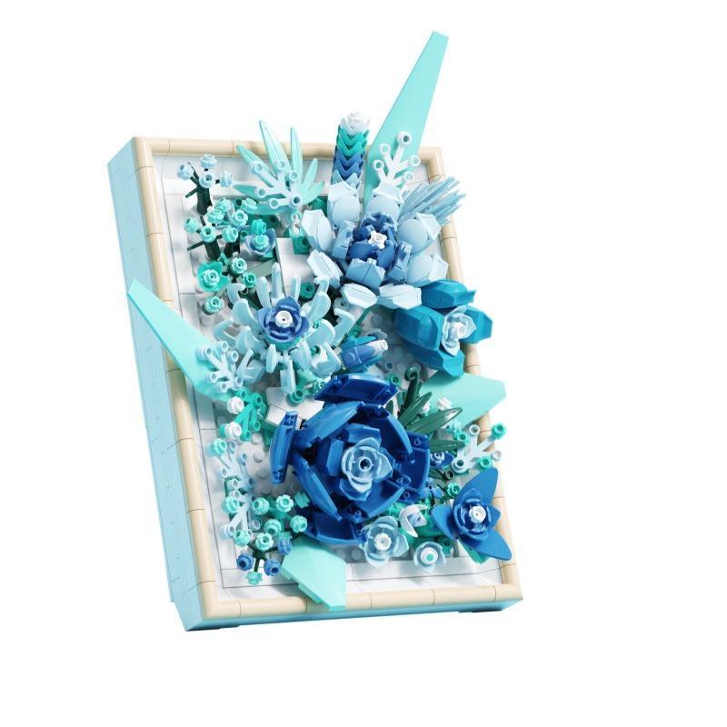Creative 3D Rose Bundle Eternal Flower Frames Building Blocks DIY Desktop Decoration Puzzle Toys