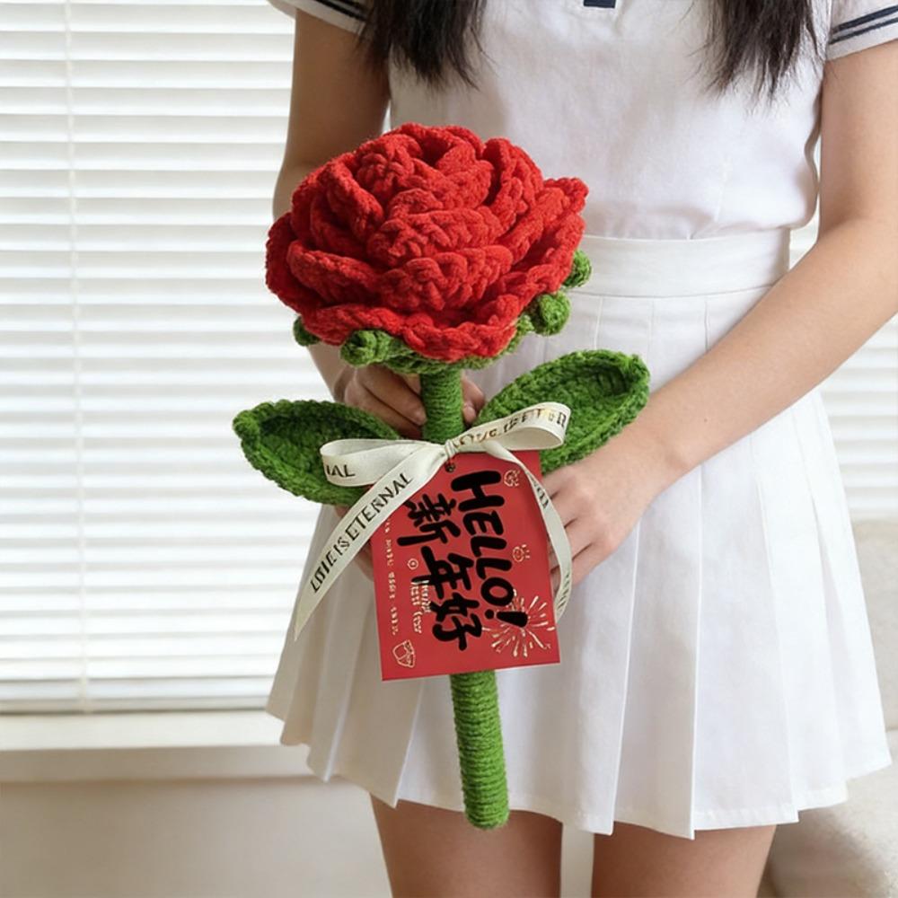 Finish Product Knitted Rose Handmade Knitting Handmade Knitted Rose  Holiday Gifts Style 3