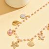 1PC Women'S Bohemian Gold Color Starfish & Shell Beaded Necklace with Imitation Pearl Summer Beach Jewelry
