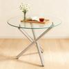 Mesa de Comedor Redonda con Tapa de Cristal Templado y Patas Metálicas, Mesa de Café, Mesa de Comedor Minimalista Moderna, 80 × 80 × 76 cm