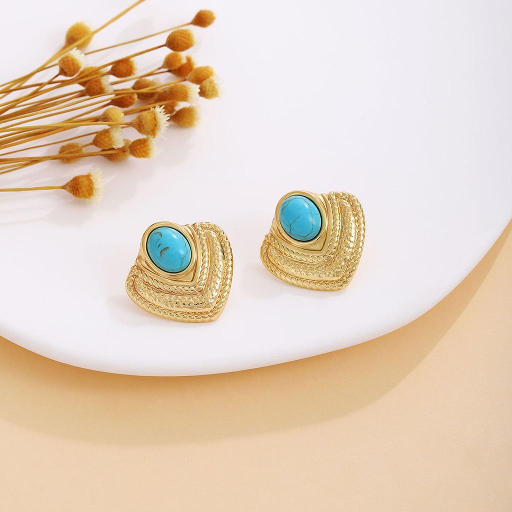 French Retro Irregular Flower Texture Stud Earrings, Medieval Light Luxury High-End Metal Style Fashion Temperament Earrings