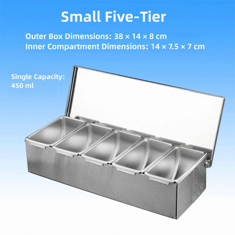 Stainless Steel Seasoning Box 3/4/5/6 Gird with Lid Kitchen Spiece Storage Box Easy to Clean Removable