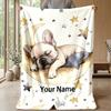 Sleeping Dog on Moon Theme blanket Lightweight Warm Flannel Blanket Decorative Throw Blanket for Home Decoration