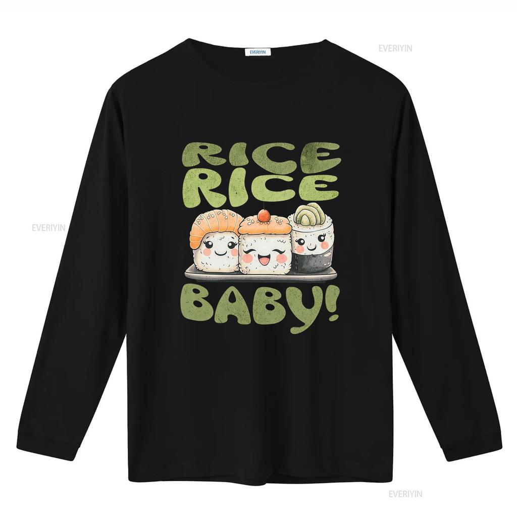 Funny Cute Cartoon Sushi Rice Baby Slogan Print Japanese Food Lover Casual T Shirt Vintage Washed Graphic Breathable Homme