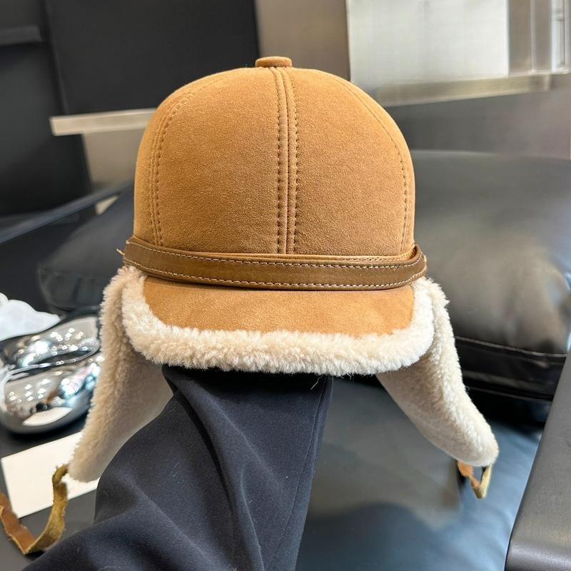New Winter High Quality Leather Hat Men Fur Lamb Wool Warm Thick Earflaps Bomber Hats Men's Baseball Cap Russian hats