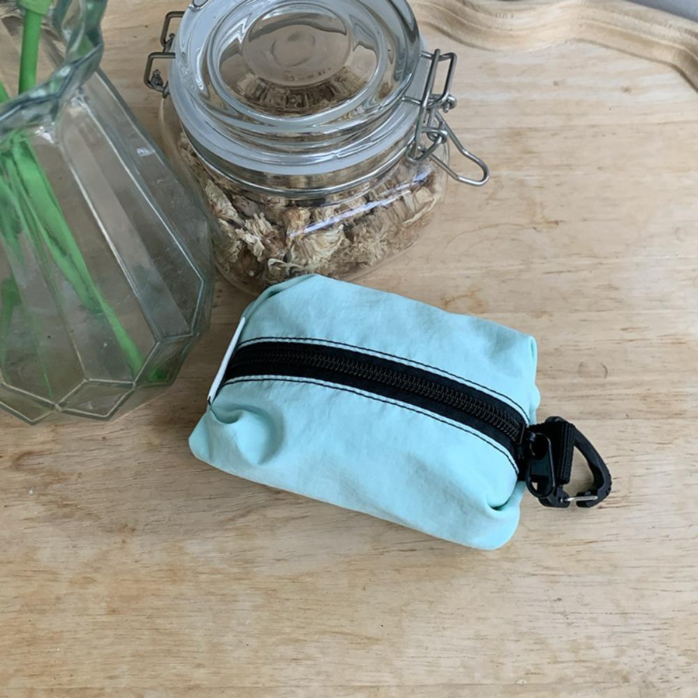 

Однотонная сумка для мелочей на молнии, портативная косметичка, квадратный нейлоновый кошелек для монет, для девочек зелёный