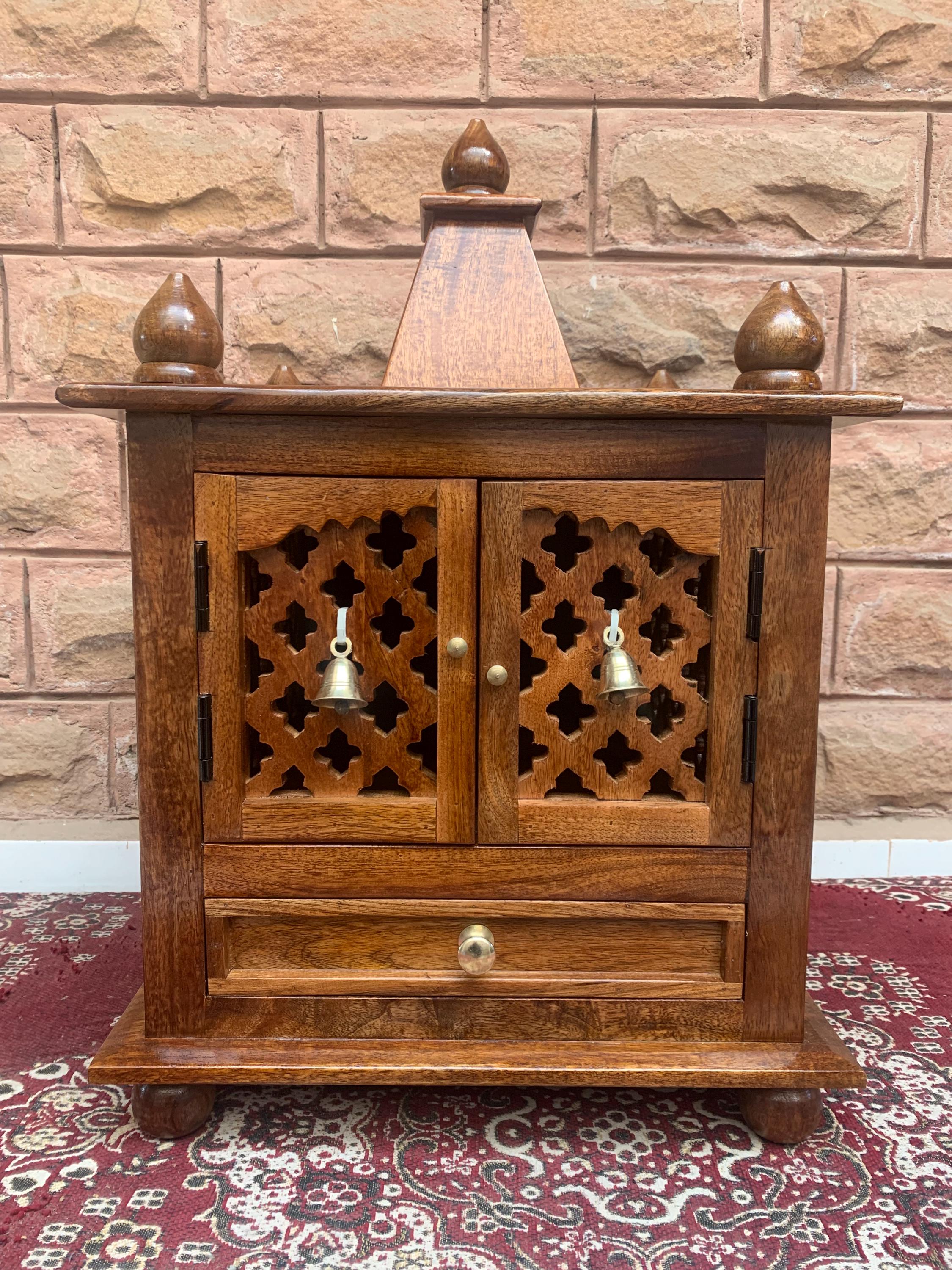 

Handmade Mango Wood Temple Mandir: Home Pooja Ghar with Doors разноцветный