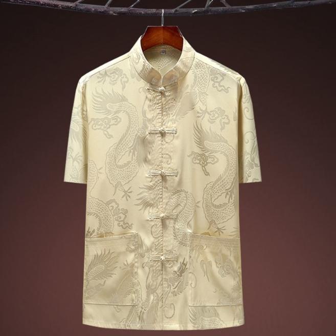 

Large Size Ladies Ice Silk Tang Short Sleeve Shirt Chinese Casual Tops S