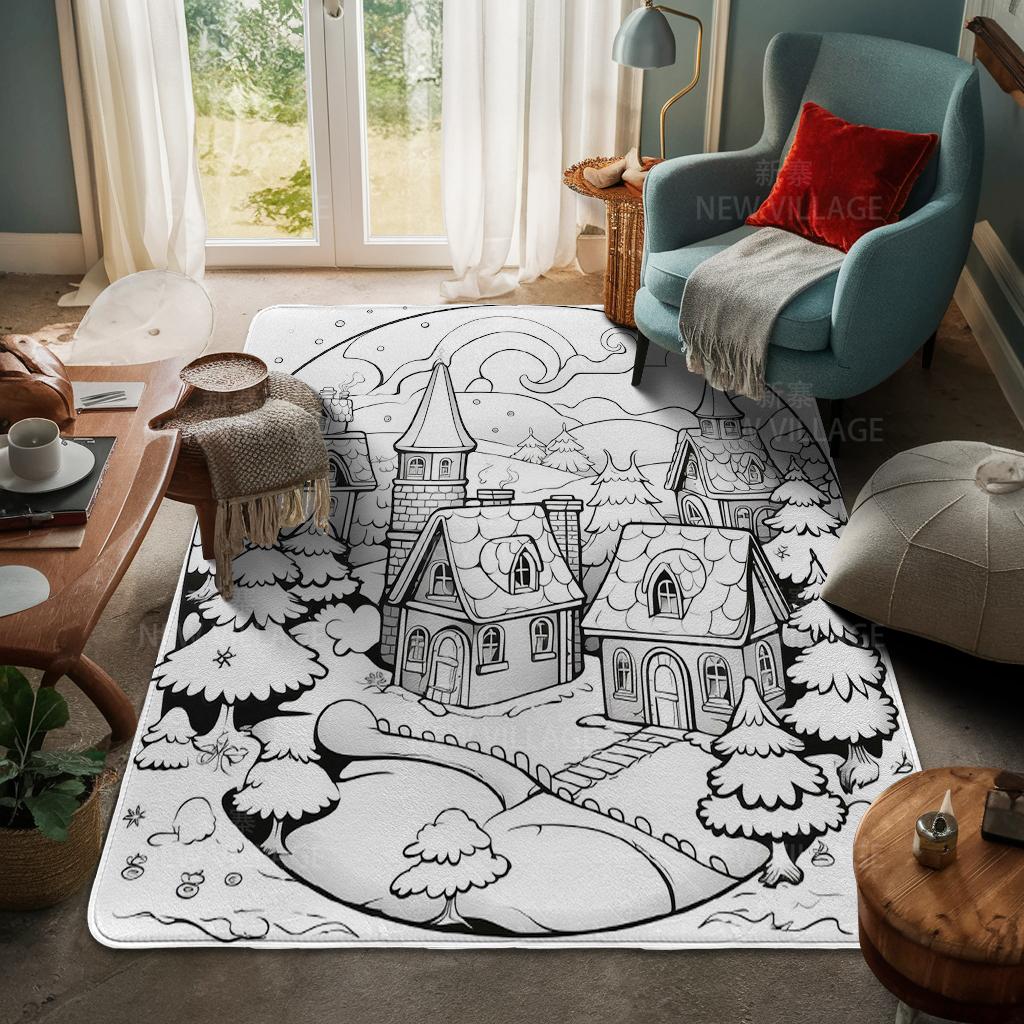 House Entrance Carpet Home Door Mat Living Room Bath Foot Bathroom Non-slip Water Absorption Rugs Bath Merry Christmas Winter