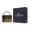 Coach Marlie 24 Color Block Turn-Lock Signature Canvas And Leather Small Cambridge Satchel Bag Women Handbags Black Dark-Brown C1563-IMNOX