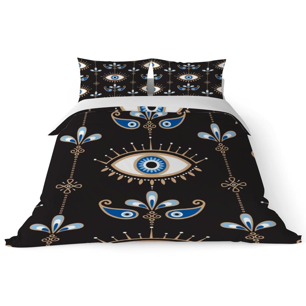 Evil Eyes Duvet Cover Sets For Teens Adults Exotic Bohemian Quilt Covers Bedroom Decor 2 Pillowcases 1 Duvet Cover No Comforter